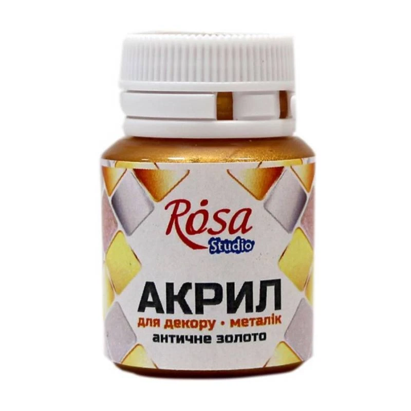 Акрил для декору, 51 Античне золото, металік, 20 мл, ROSA Studio