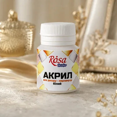 Акрил для декору 72, Білий, перламутр, 20 мл, ROSA Studio
