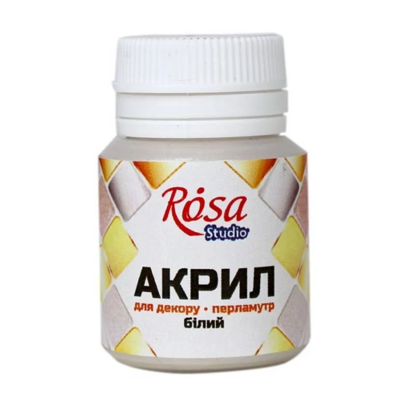 Акрил для декору 72, Білий, перламутр, 20 мл, ROSA Studio