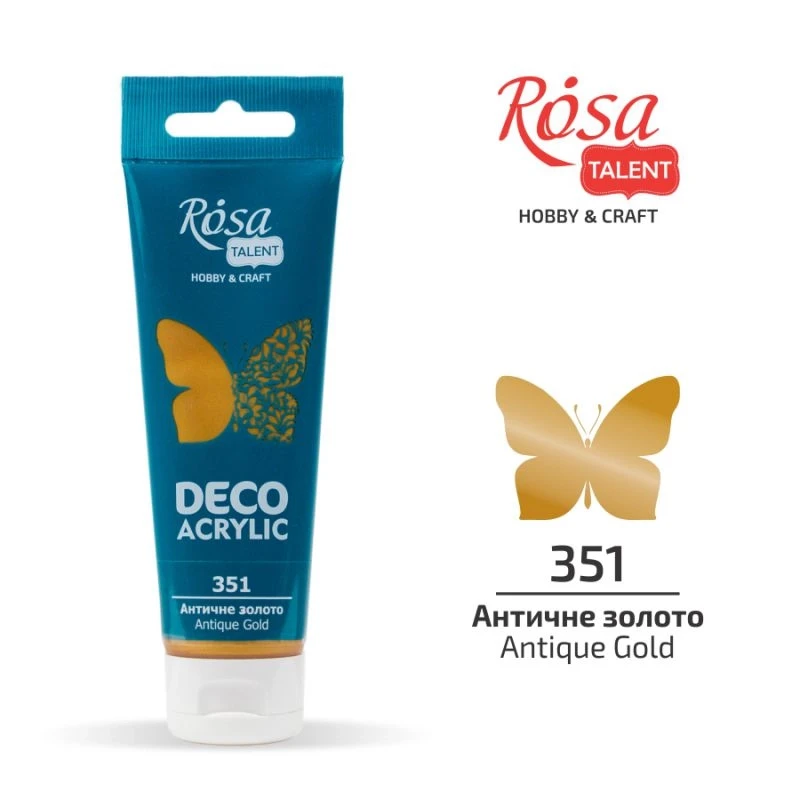 Акрил для декору, Античне золото, металік, 75 мл, ROSA TALENT