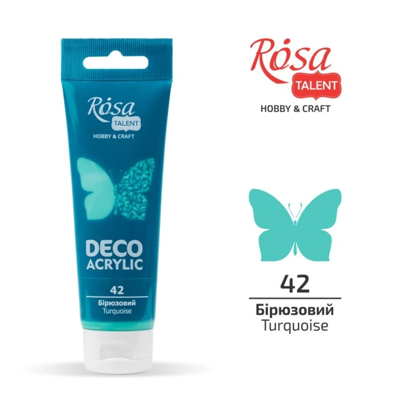 Акрил для декору, Бірюзовий, матовий, 75 мл, ROSA TALENT
