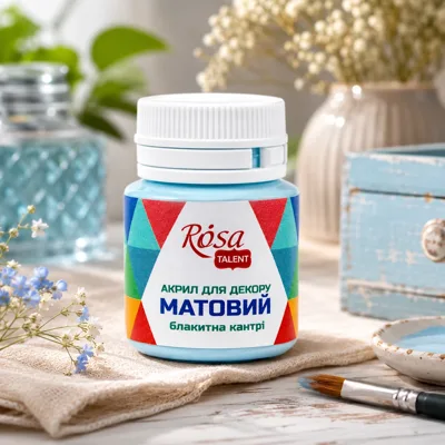 Акрил для декору, Блакитна кантрі, матовий, 20 мл, ROSA TALENT