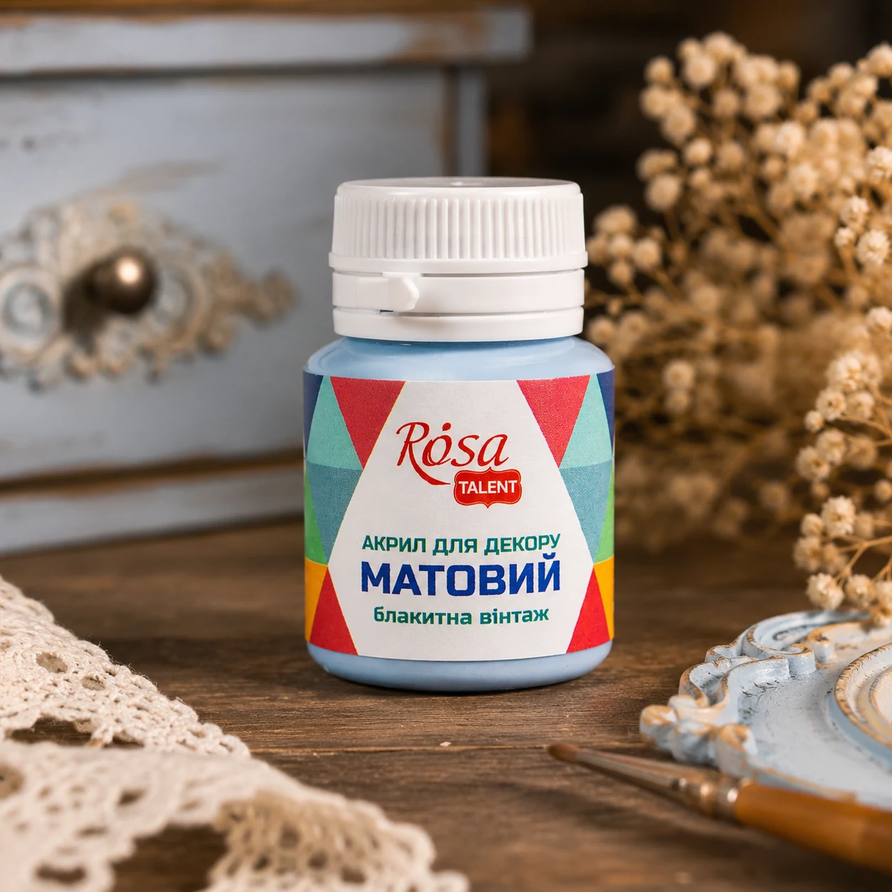 Акрилова фарба блакитна вінтаж матова 20 мл Rosa Talent — Хобі та декор