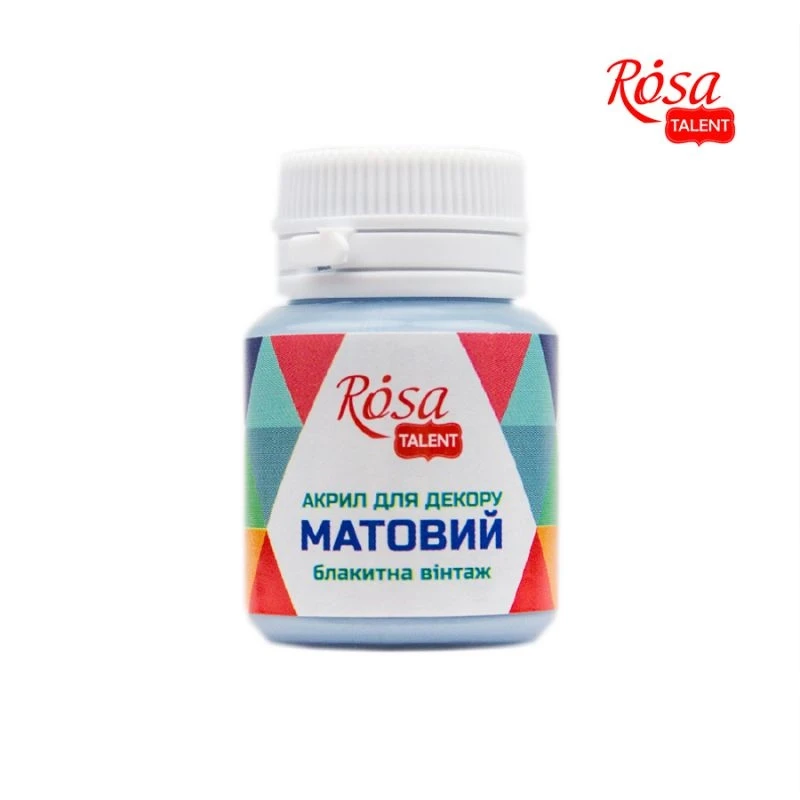 Акрил для декору, Блакитна вінтаж, матовий, 20 мл, ROSA TALENT