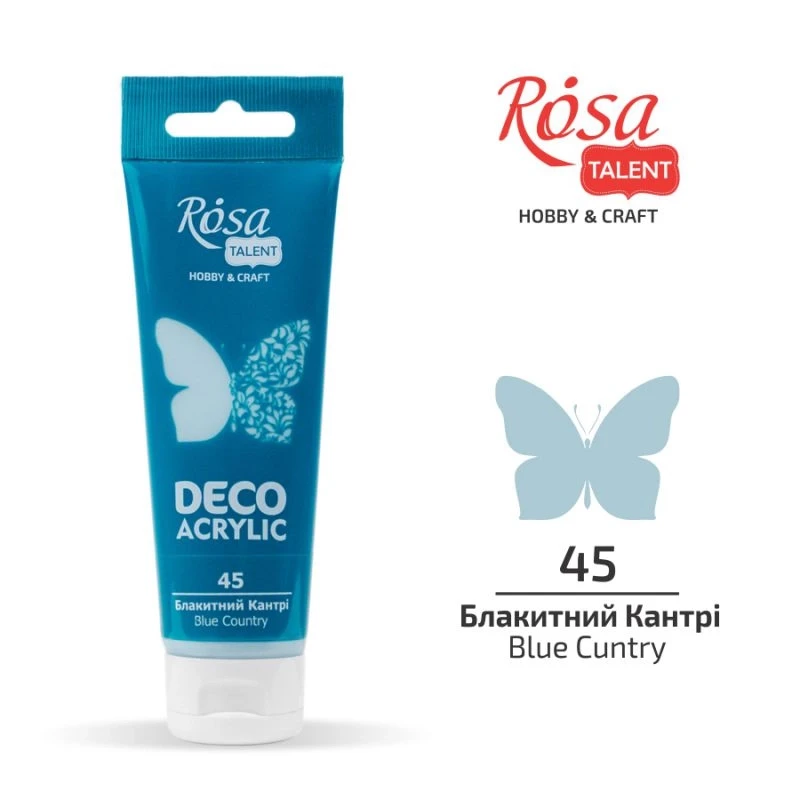 Акрил для декору, Блакитний кантрі, матовий, 75 мл, ROSA TALENT