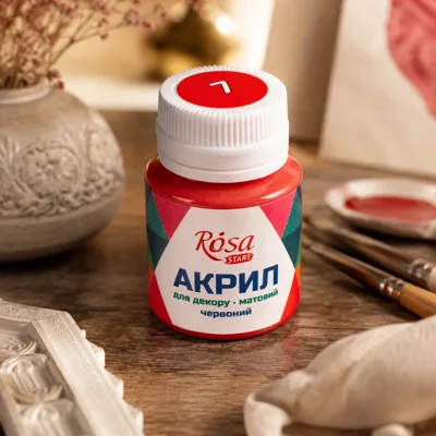 Акрил для декору, Червоний, матовий, 20 мл, ROSA START