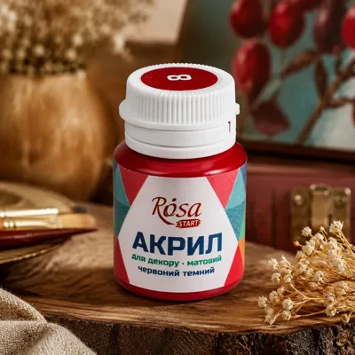 Акрил для декору, Червоний темний, матовий, 20 мл, ROSA START