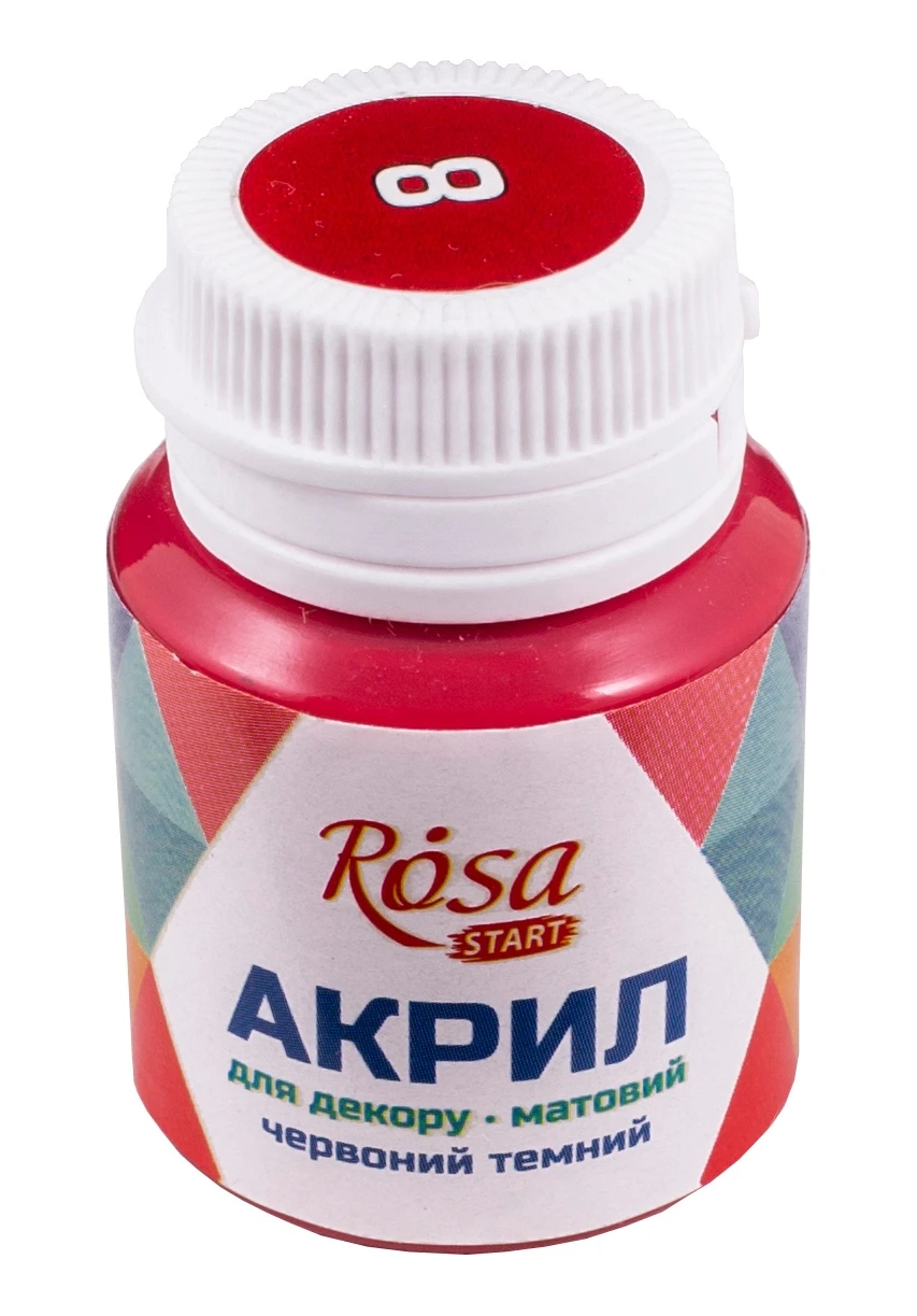 Акрил для декору, Червоний темний, матовий, 20 мл, ROSA START