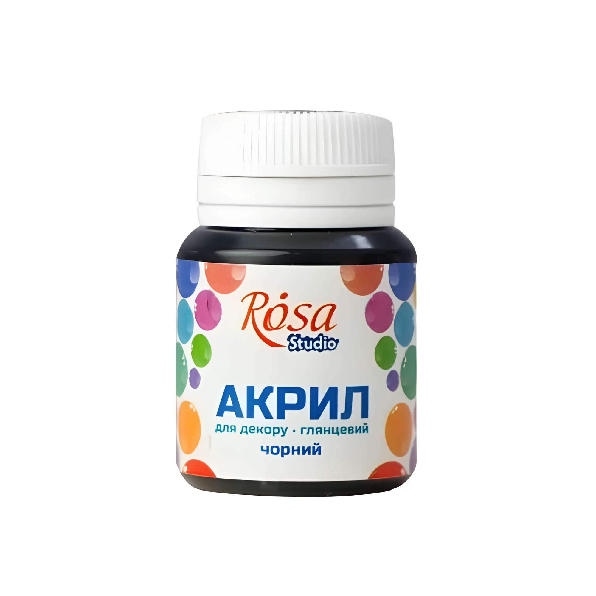 Акрил для декору, Чорний, глянцевий, 20 мл, ROSA Studio