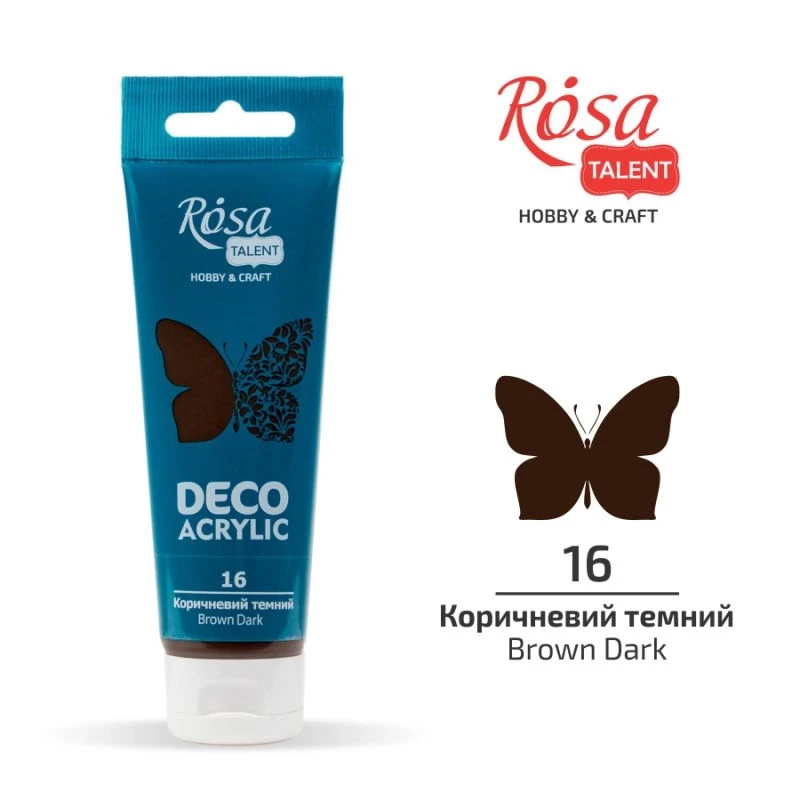 Акрил для декору, Коричневий темний, матовий, 75 мл, ROSA TALENT