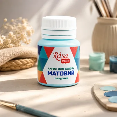 Акрил для декору, Лазурний, матовий, 20 мл, ROSA TALENT
