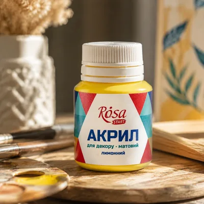 Акрил для декору, Лимонний, матовий, 20 мл, ROSA START