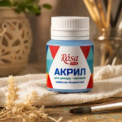 Акрил для декору, Небесно-блакитний, матовий, 20 мл, ROSA START