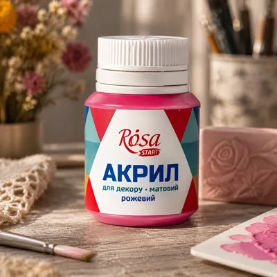 Акрил для декору, Рожевий, матовий, 20 мл, ROSA START