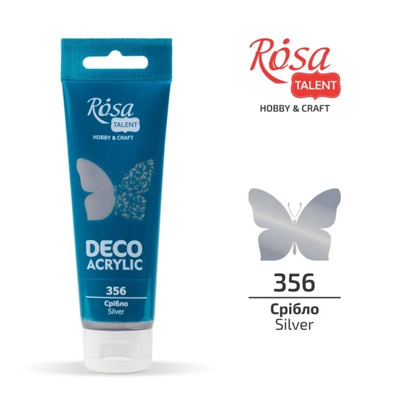 Акрил для декору Срібло металік 75 мл ROSA TALENT — Хобі та декор