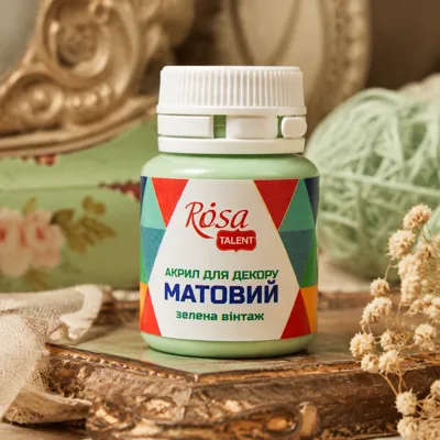 Акрил для декору, Зелена вінтаж, матовий, 20 мл, ROSA TALENT