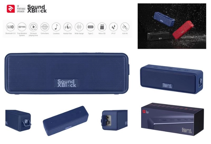 Акустична система 2E SoundXBlock TWS, MP3, Wireless, Waterproof Blue — фото 2