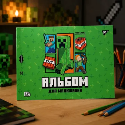 Альбом для малювання YES А4 12 аркушів Minecraft Boom скоба з перфорацією