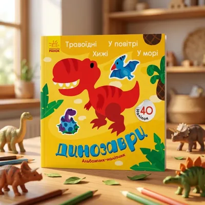 Альбомчик-наліпчик: Динозаври. Травоїдні. Хижі. У повітрі. У морі.
