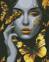 Алмазна мозаїка «Дівчина із золотими метеликами» 40×50 см — фото 2