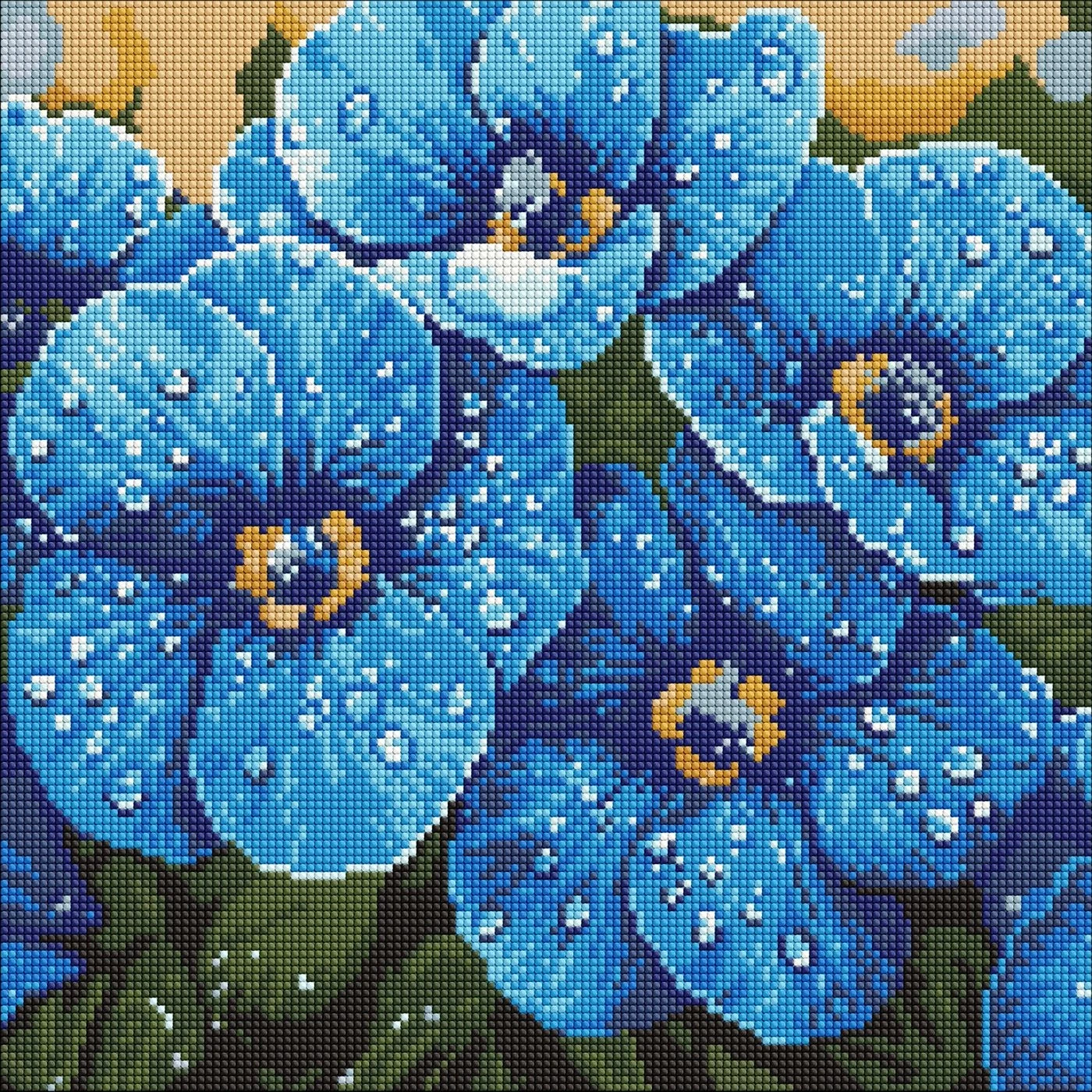 Алмазна мозаїка Фіалки в росі на підрамнику 40×40см — Хобі та декор