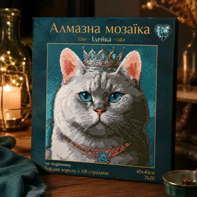 Алмазна мозаїка Ідейка на підрамнику Гордий король з АВ стразами 40х40см 7620