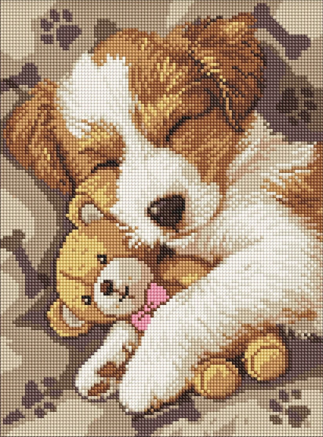 Алмазна мозаїка Сплячий джек-рассел на підрамнику 30×40см — Хобі та декор