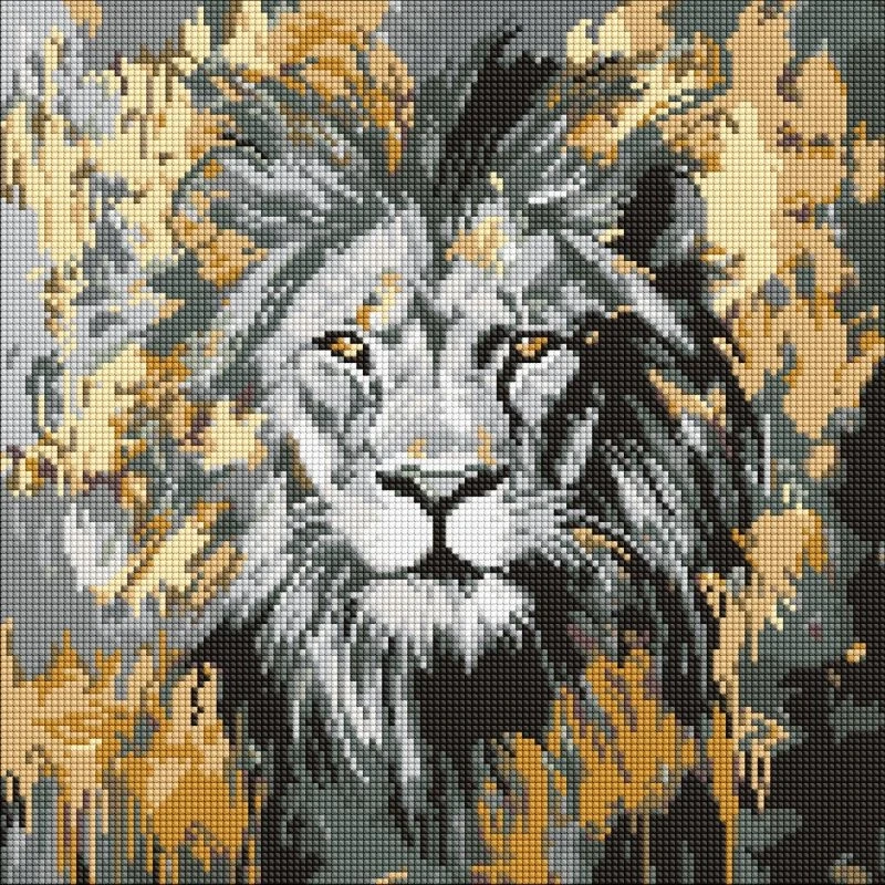 Алмазна мозаїка Ідейка на підрамнику Золотий Лев 40х40см 8259