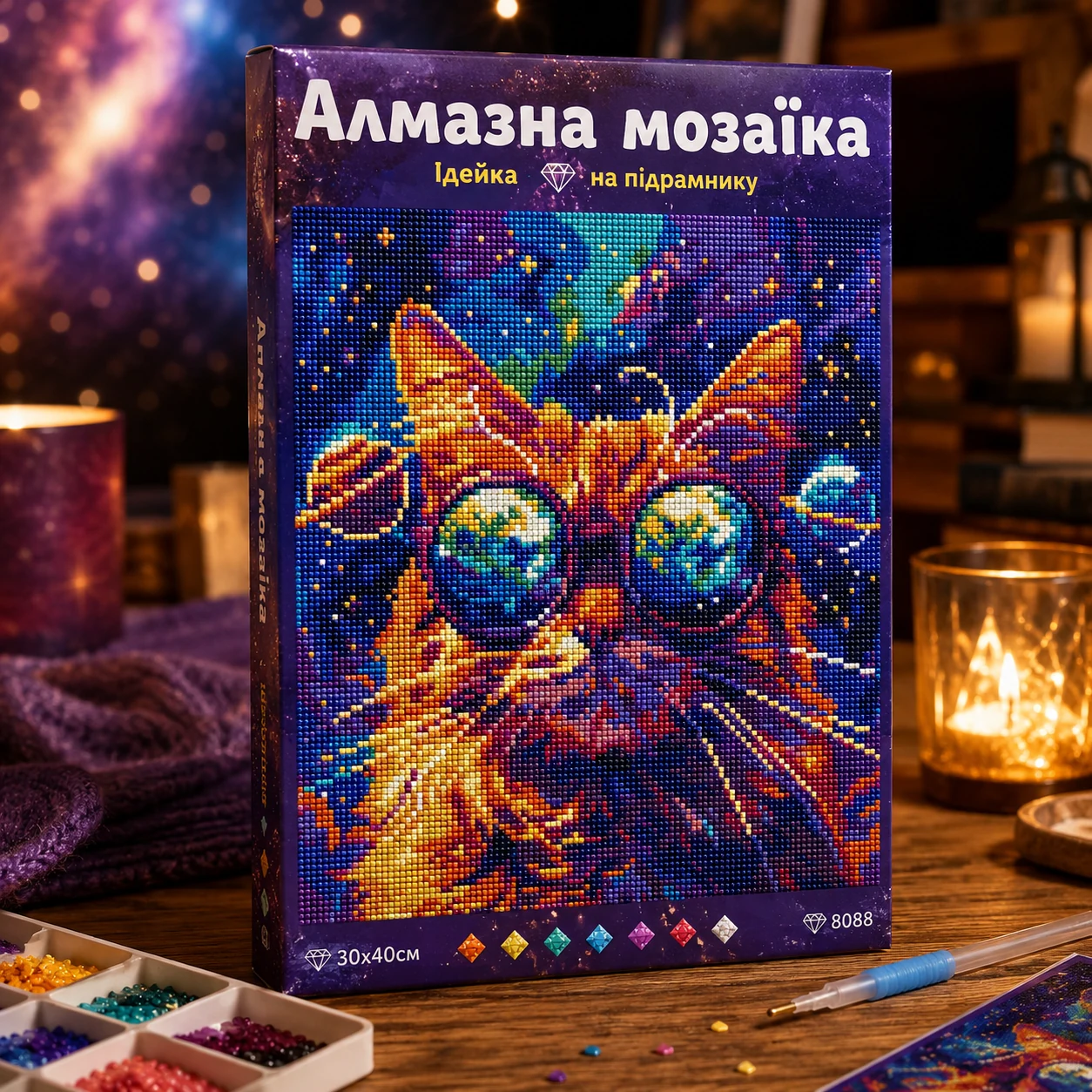Алмазна мозаїка Ідейка Зоряні окуляри 30×40 см — Хобі та декор