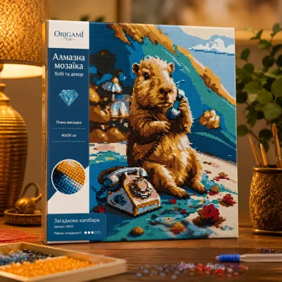 Алмазна мозаїка Origami UA Загадкова капібара 40х50 см