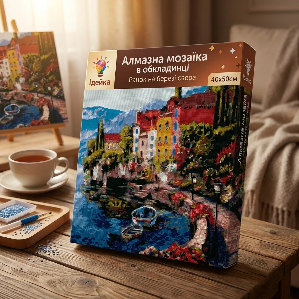 Алмазна мозаїка Ранок на березі озера 40×50 см — Хобі та декор