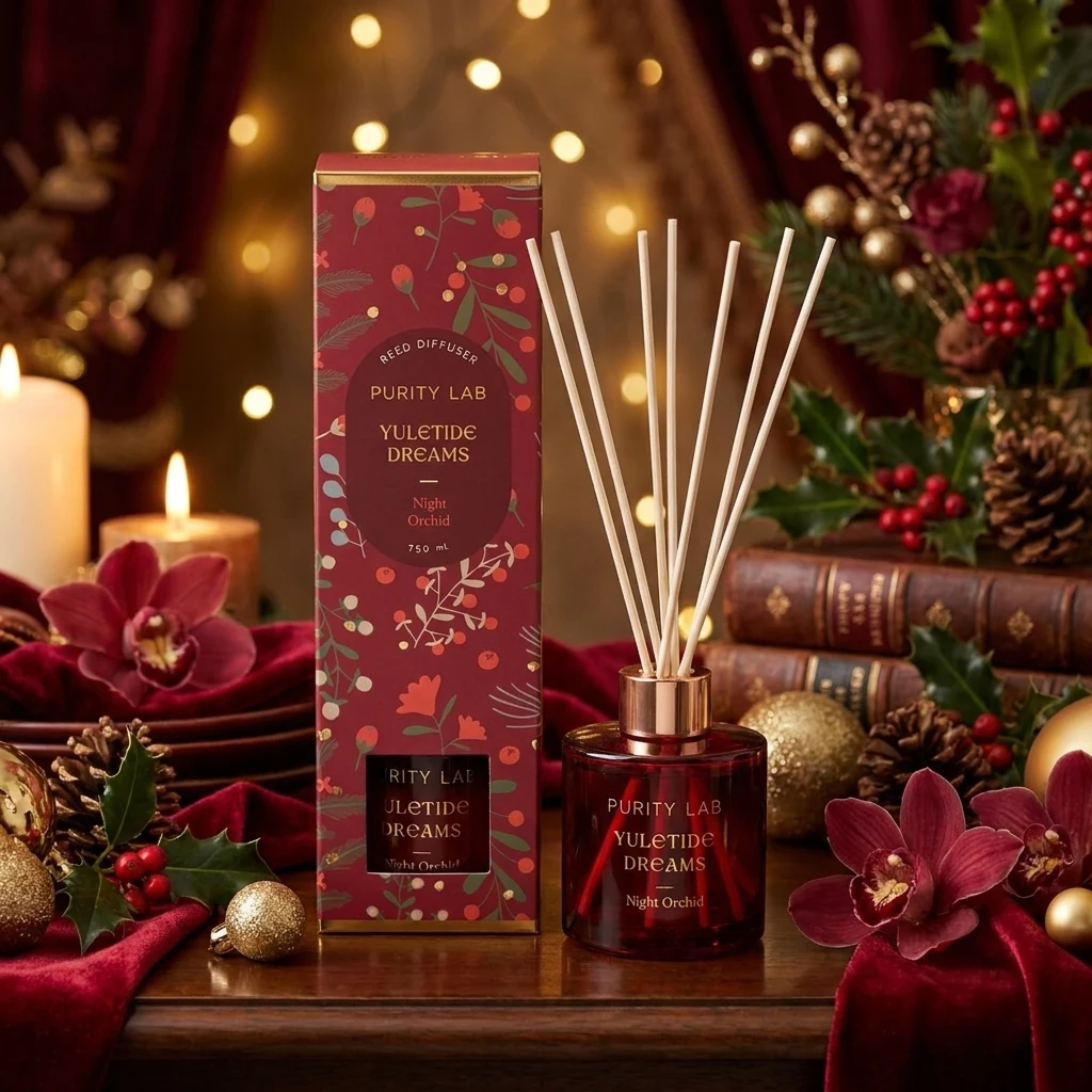 Аромадифузор 150 мл з паличками у червоному флаконі Yuletide Dreams Night Orchid