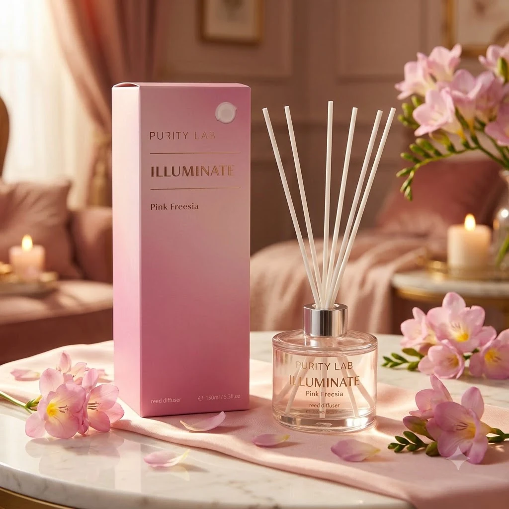 Аромадифузор 150 мл з паличками у рожевому флаконі Pink freesia