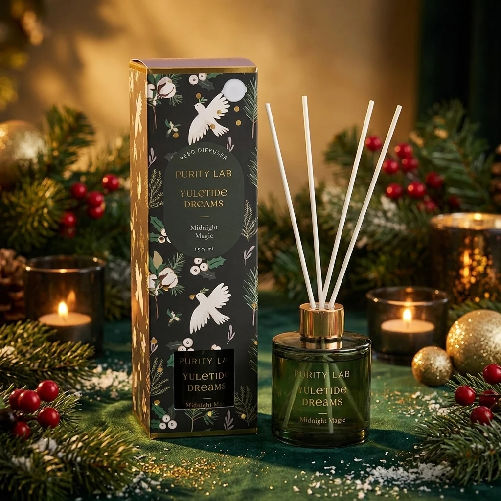 Аромадифузор 150 мл з паличками у зеленому флаконі Yuletide Dreams Midnight magic
