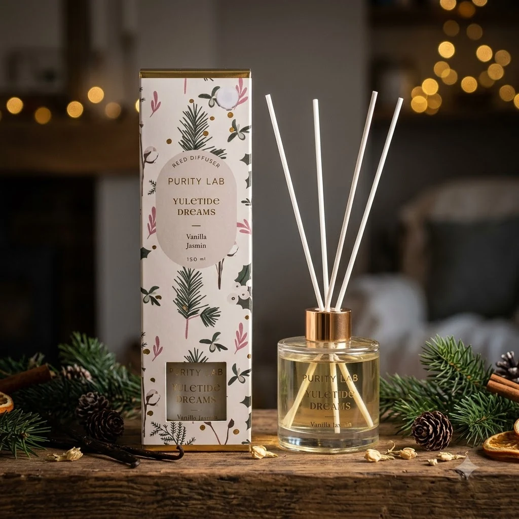 Аромадифузор 150 мл з паличками у жовтому флаконі Yuletide Dreams Vanilla Jasmine