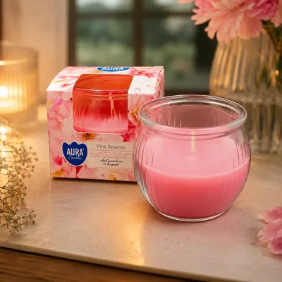 Аромасвічка стакан AURA Pink flowers 80г