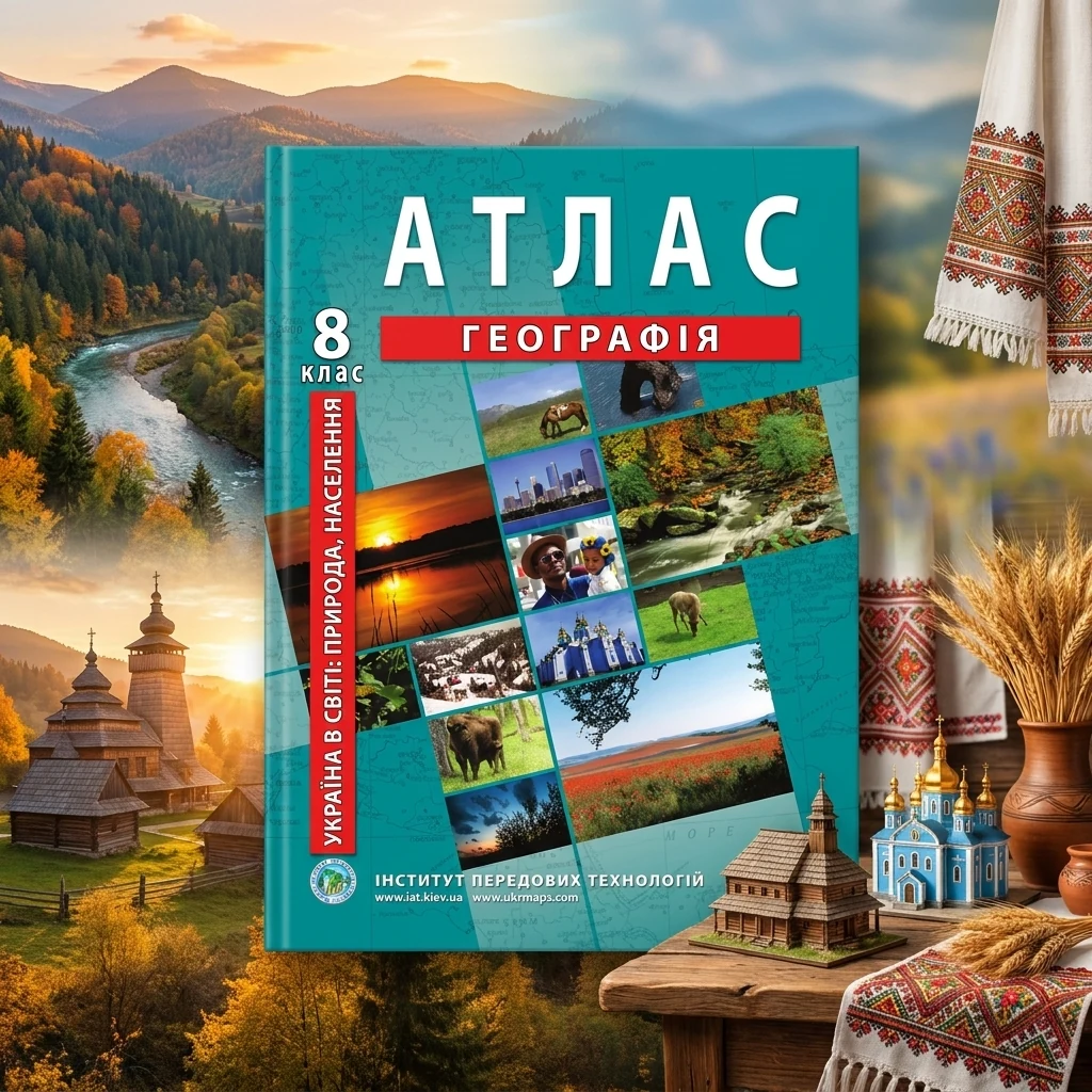 Атлас 8 клас Україна у світі: природа, населення (ІПТ)