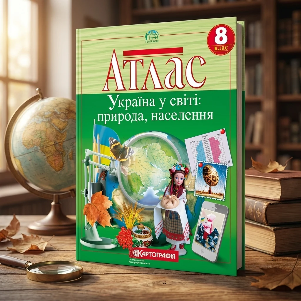 Атлас Картографія Україна у світі: природа, населення 8 кл