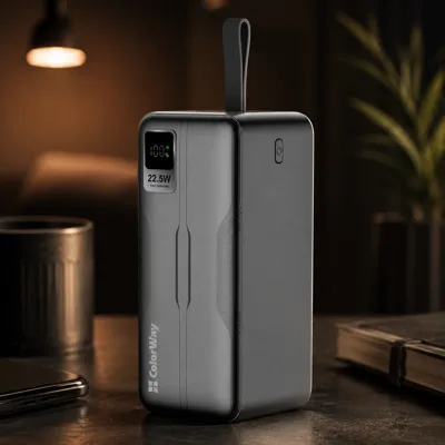 Батарея універсальна ColorWay 50 000 mAh PD/18W, QC3.0/22.5, Digital Display, Black (CW-PB500LPC5BK-PDD)
