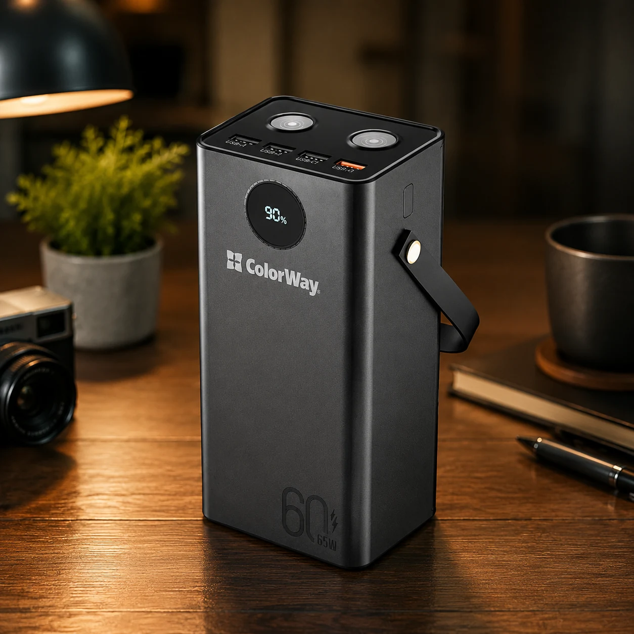 Батарея універсальна ColorWay 60 000 mAh Powerful PD/65W, QC/4.0, AFC, FCP, Black (CW-PB600LPA5BK-PDD) — Мобільна техніка
