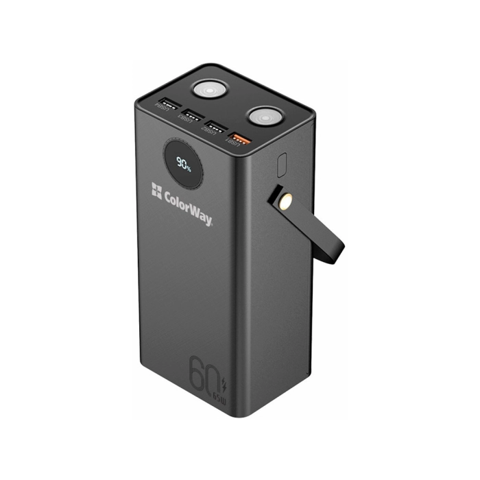 Батарея універсальна ColorWay 60 000 mAh Powerful PD/65W, QC/4.0, AFC, FCP, Black (CW-PB600LPA5BK-PDD) — фото 2