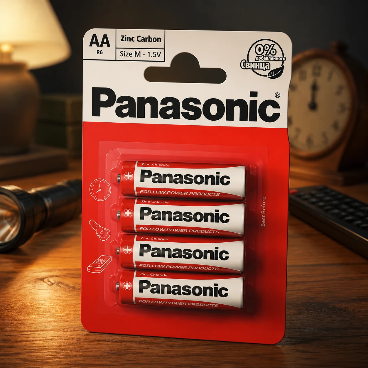 Батарейка PANASONIC R6 Zinc-Carbon 1x4 шт. — Батарейки, годинники, лампи
