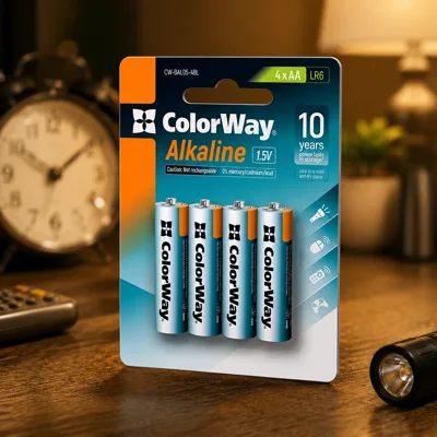 Батарейка СolorWay Alkaline Power лужні AA (4шт) blister