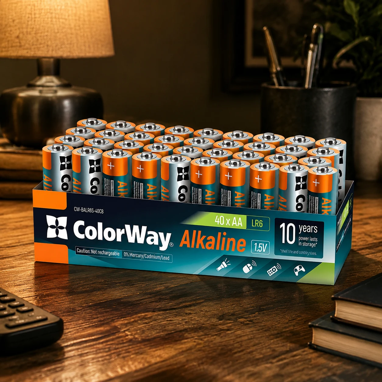 Батарейки СolorWay Alkaline Power лужні AA (40шт) colour box — Батарейки, годинники, лампи