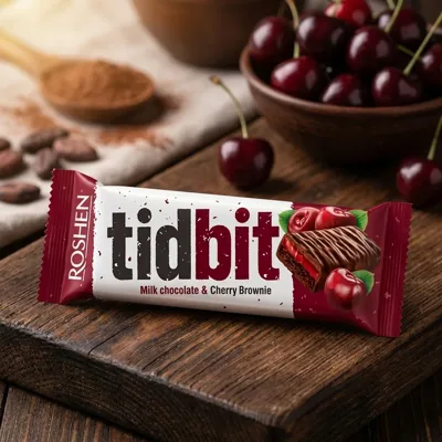 Батончик Roshen Tidbit Вишневий брауні 50г