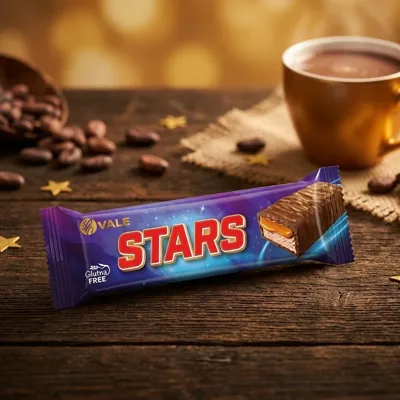 Батончик з нугою та карамеллю глазурований шоколадною глазурю Stars 50гр