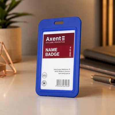 Бейдж вертикальний синій AXENT 70х110мм 4530-07-a
