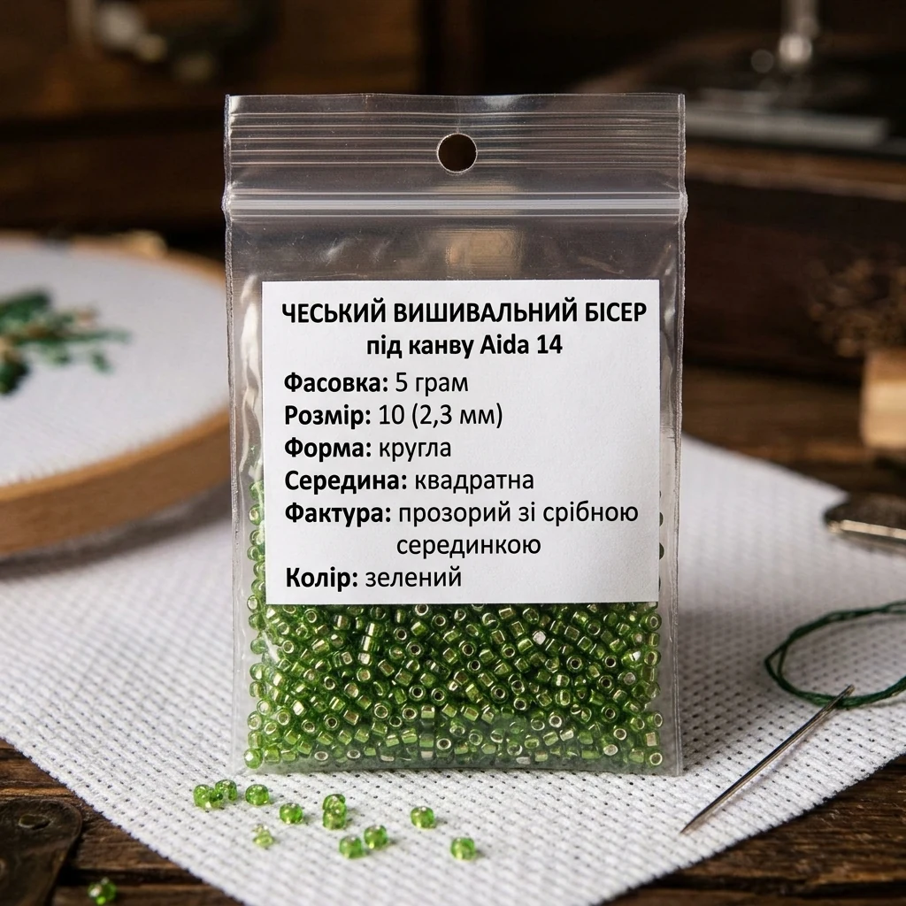 Бісер зелений, 57220, 5г, Preciosa
