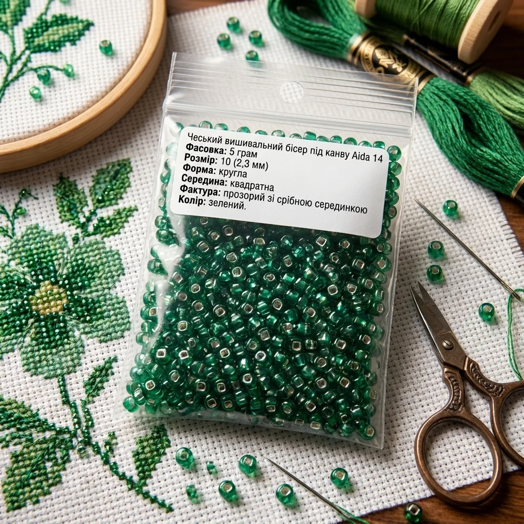 Бісер зелений, 57710, 5г, Preciosa
