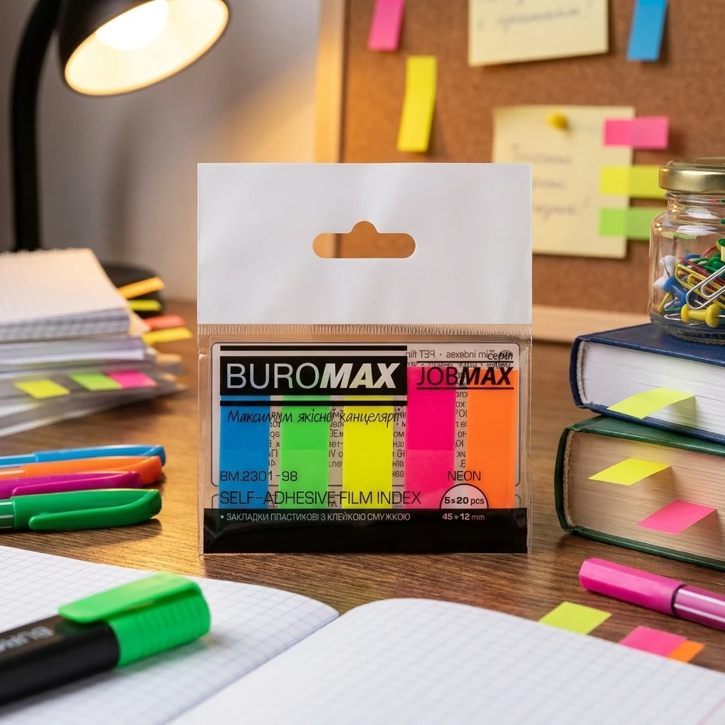 Блок паперу самоклеющийся пластик "Post-it" 5 кольорів
